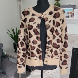 Industry Leopard Print Fluffy Cardigan